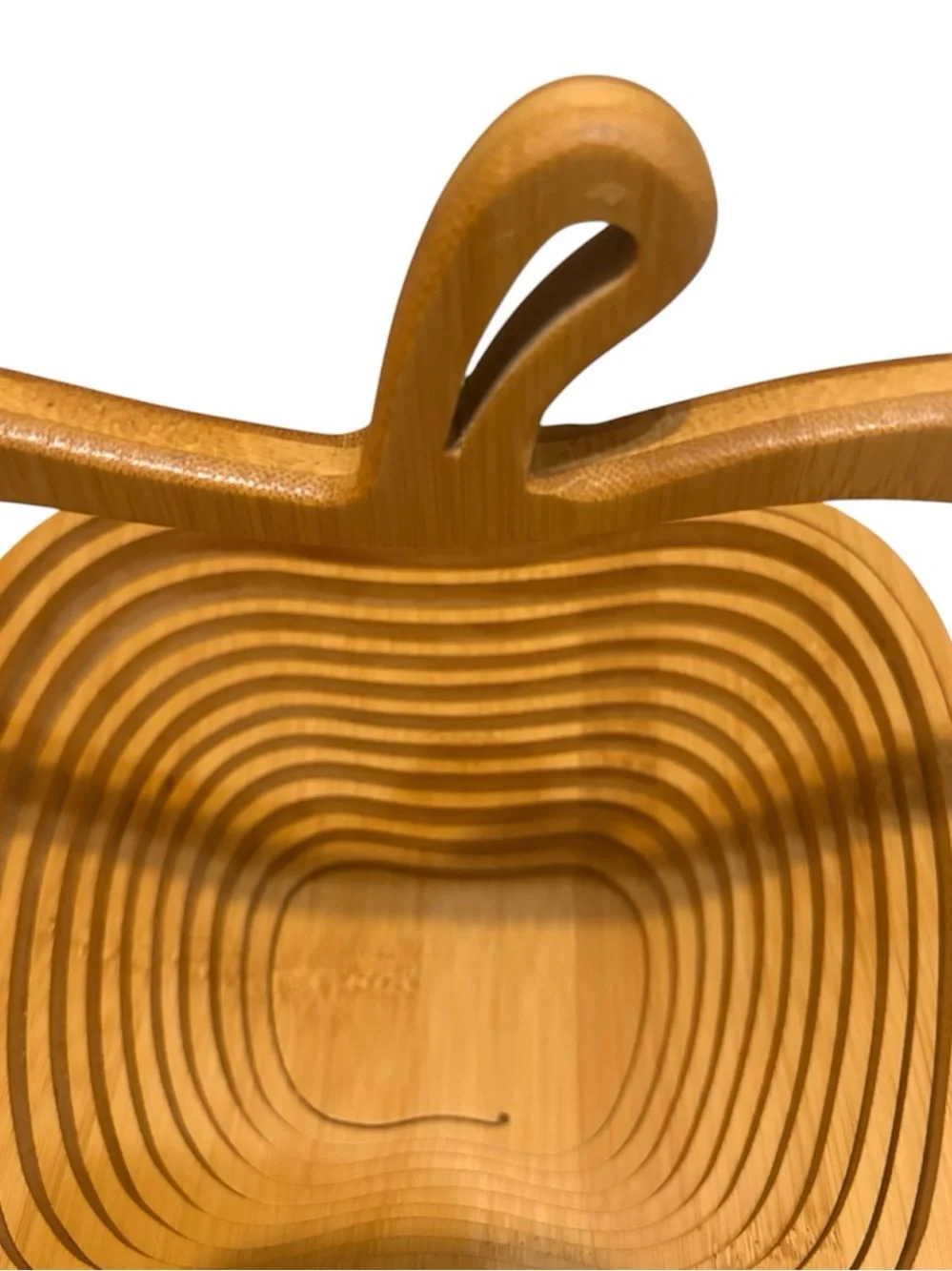 Wooden Apple-Shaped Fruit Basket - Natural Bamboo